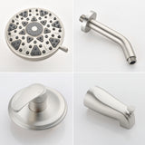 5Inch Tub Shower Faucet Set with 6-Spray Shower Head Wall Mounted Shower Trim Kit with Diverter Bath Spout