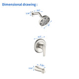 5Inch Tub Shower Faucet Set with 6-Spray Shower Head Wall Mounted Shower Trim Kit with Diverter Bath Spout