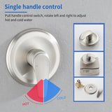 5Inch Tub Shower Faucet Set with 6-Spray Shower Head Wall Mounted Shower Trim Kit with Diverter Bath Spout