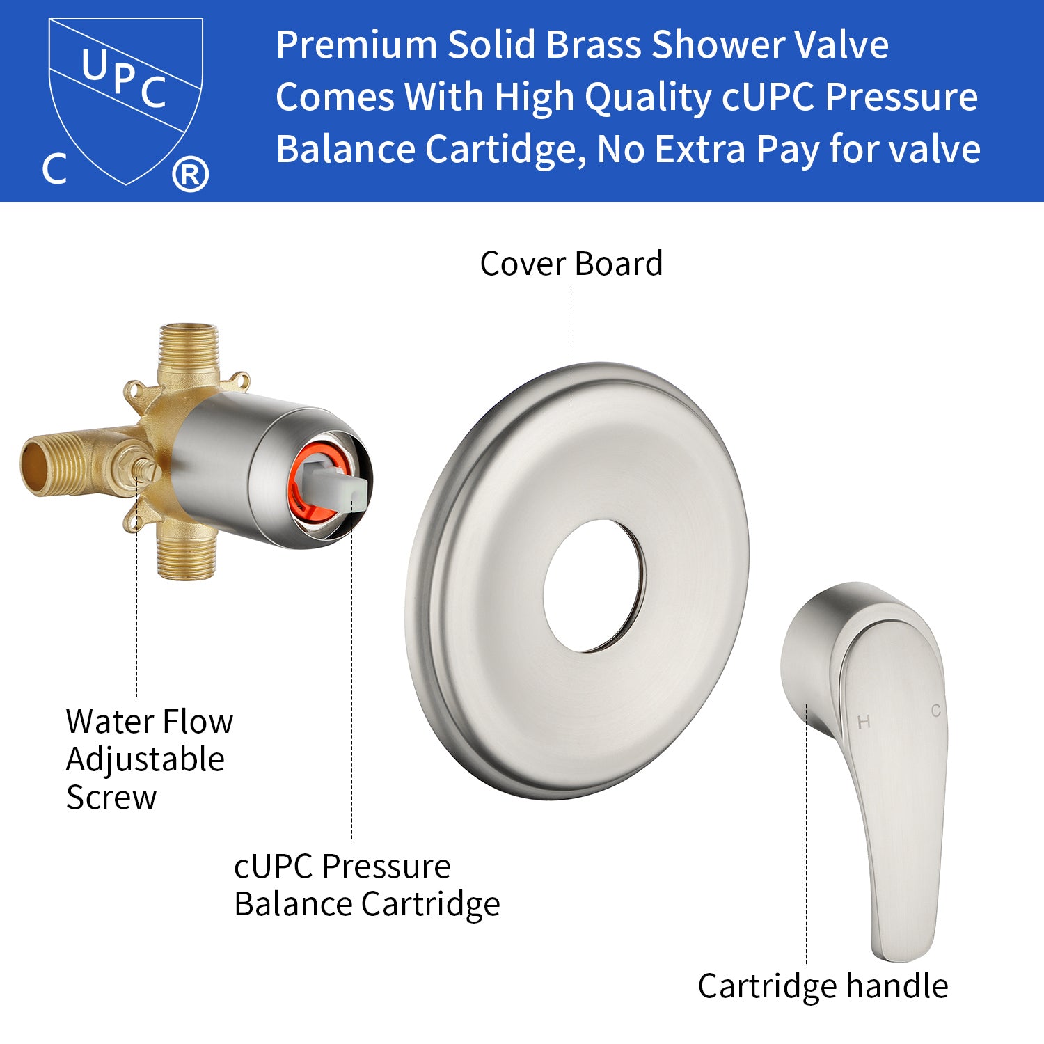 5Inch Tub Shower Faucet Set with 6-Spray Shower Head Wall Mounted Shower Trim Kit with Diverter Bath Spout