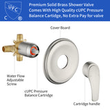 5Inch Tub Shower Faucet Set with 6-Spray Shower Head Wall Mounted Shower Trim Kit with Diverter Bath Spout