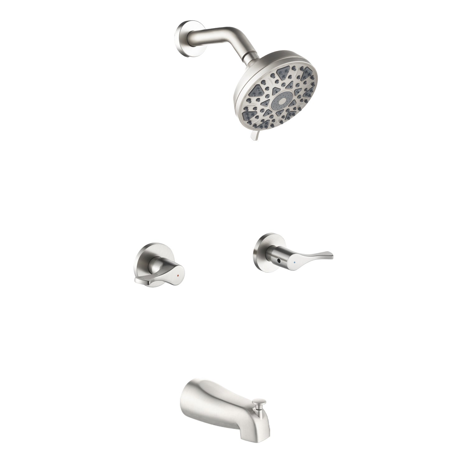 2-Handle Bath and Shower Trim Kit with Diverter Tub Spout 6-Setting Tub Shower Faucet with Valve In Matte Black, Brushed Nickel, Brushed Gold