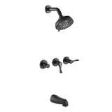 3-Handle Tub & Shower Trim with Tub Spout Wall Mounted 6-Spray 5-Inch Round Bathtub and Shower Faucet For Bathroom