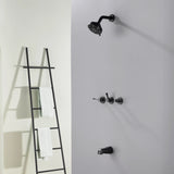 3-Handle Tub & Shower Trim with Tub Spout Wall Mounted 6-Spray 5-Inch Round Bathtub and Shower Faucet For Bathroom