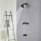 3-Handle Tub & Shower Trim with Tub Spout Wall Mounted 6-Spray 5-Inch Round Bathtub and Shower Faucet For Bathroom