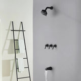 3-Handle Tub & Shower Trim with Tub Spout Wall Mounted 6-Spray 5-Inch Round Bathtub and Shower Faucet For Bathroom