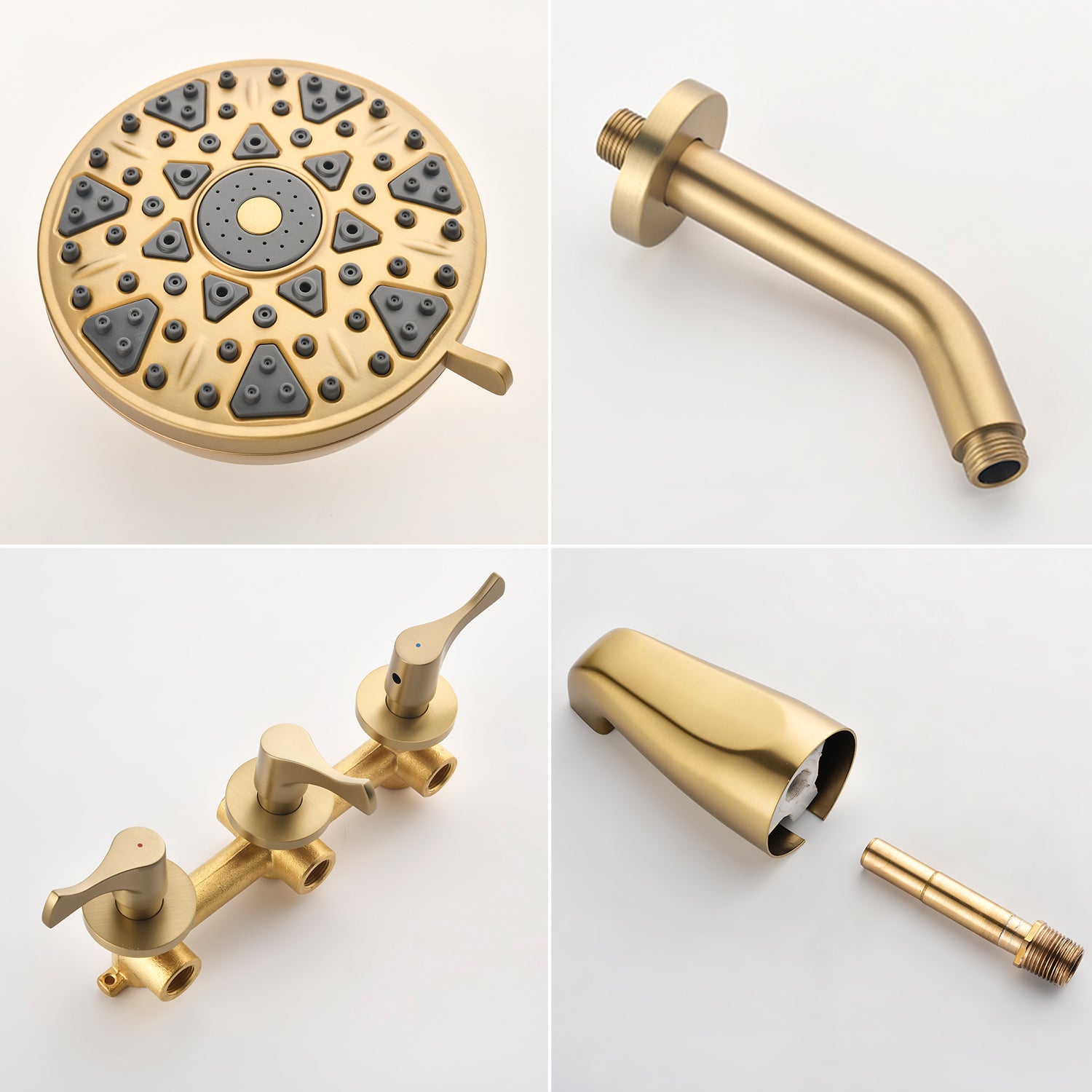 3-Handle Tub & Shower Trim with Tub Spout Wall Mounted 6-Spray 5-Inch Round Bathtub and Shower Faucet For Bathroom
