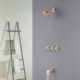 3-Handle Tub & Shower Trim with Tub Spout Wall Mounted 6-Spray 5-Inch Round Bathtub and Shower Faucet For Bathroom