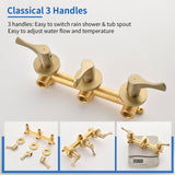 3-Handle Tub & Shower Trim with Tub Spout Wall Mounted 6-Spray 5-Inch Round Bathtub and Shower Faucet For Bathroom