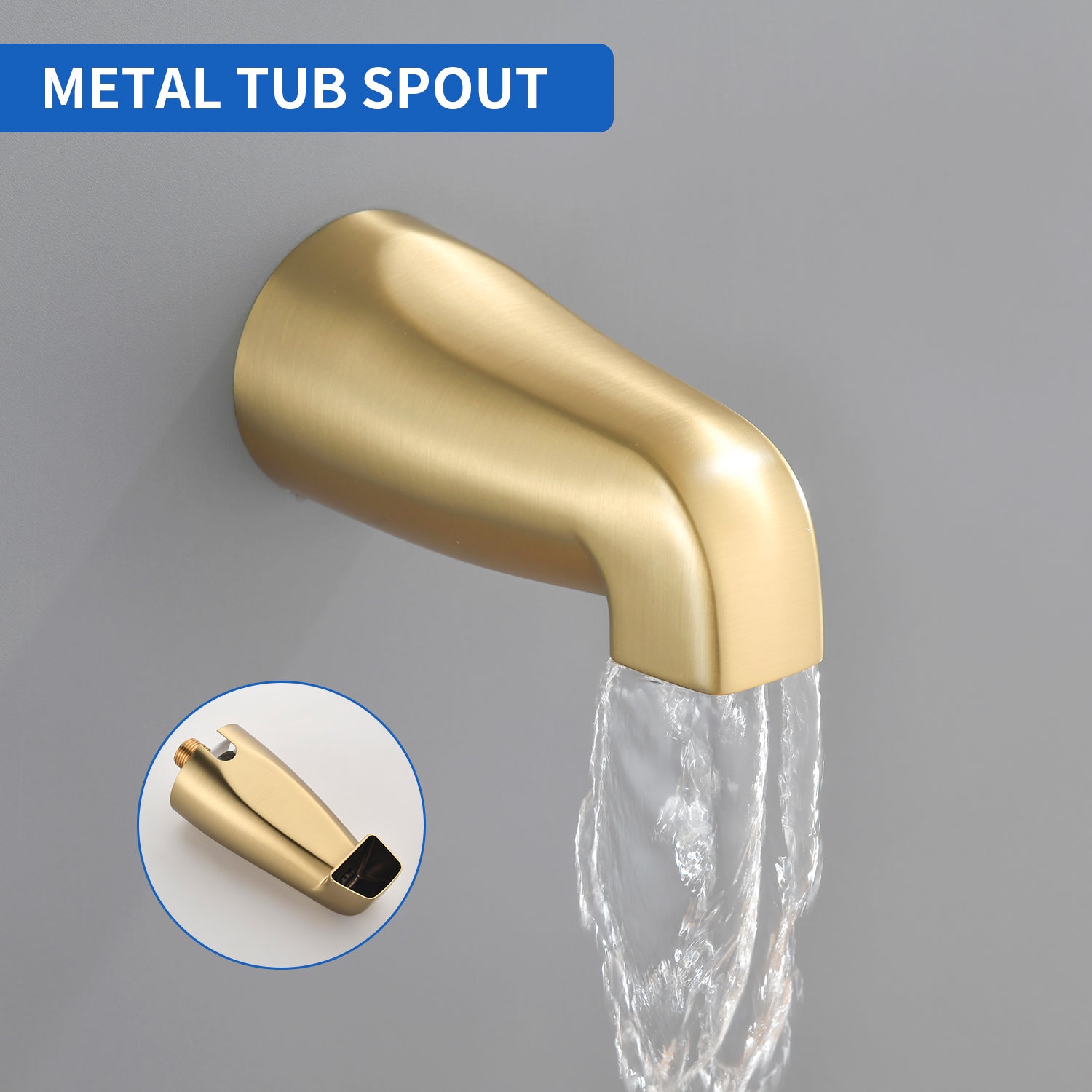 3-Handle Tub & Shower Trim with Tub Spout Wall Mounted 6-Spray 5-Inch Round Bathtub and Shower Faucet For Bathroom