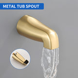 3-Handle Tub & Shower Trim with Tub Spout Wall Mounted 6-Spray 5-Inch Round Bathtub and Shower Faucet For Bathroom