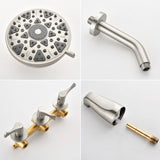 3-Handle Tub & Shower Trim with Tub Spout Wall Mounted 6-Spray 5-Inch Round Bathtub and Shower Faucet For Bathroom