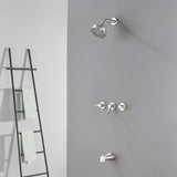 3-Handle Tub & Shower Trim with Tub Spout Wall Mounted 6-Spray 5-Inch Round Bathtub and Shower Faucet For Bathroom