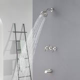 3-Handle Tub & Shower Trim with Tub Spout Wall Mounted 6-Spray 5-Inch Round Bathtub and Shower Faucet For Bathroom