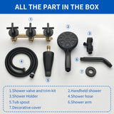 Triple Handles 10-Spray Tub Shower Faucet Wall Mount Shower Trim Kit with 5 In. High Pressure Hand Shower