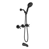Triple Handles 10-Spray Tub Shower Faucet Wall Mount Shower Trim Kit with 5 In. High Pressure Hand Shower