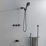 Triple Handles 10-Spray Tub Shower Faucet Wall Mount Shower Trim Kit with 5 In. High Pressure Hand Shower