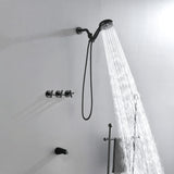 Triple Handles 10-Spray Tub Shower Faucet Wall Mount Shower Trim Kit with 5 In. High Pressure Hand Shower