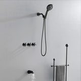 Triple Handles 10-Spray Tub Shower Faucet Wall Mount Shower Trim Kit with 5 In. High Pressure Hand Shower