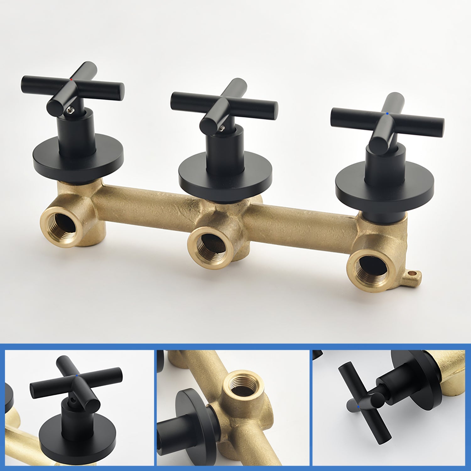 Triple Handles 10-Spray Tub Shower Faucet Wall Mount Shower Trim Kit with 5 In. High Pressure Hand Shower