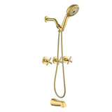 Triple Handles 10-Spray Tub Shower Faucet Wall Mount Shower Trim Kit with 5 In. High Pressure Hand Shower