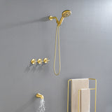 Triple Handles 10-Spray Tub Shower Faucet Wall Mount Shower Trim Kit with 5 In. High Pressure Hand Shower