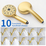 Triple Handles 10-Spray Tub Shower Faucet Wall Mount Shower Trim Kit with 5 In. High Pressure Hand Shower