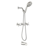 Triple Handles 10-Spray Tub Shower Faucet Wall Mount Shower Trim Kit with 5 In. High Pressure Hand Shower