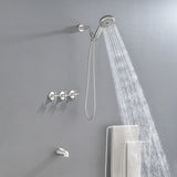 Triple Handles 10-Spray Tub Shower Faucet Wall Mount Shower Trim Kit with 5 In. High Pressure Hand Shower