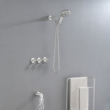 Triple Handles 10-Spray Tub Shower Faucet Wall Mount Shower Trim Kit with 5 In. High Pressure Hand Shower