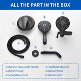 2-In-1 Rain Shower Heads System Single-Handle 6 Modes Shower Trim Kit with Dual Shower Head 4.7 Inch in Matte Black, Brushed Nickel, Brushed Gold