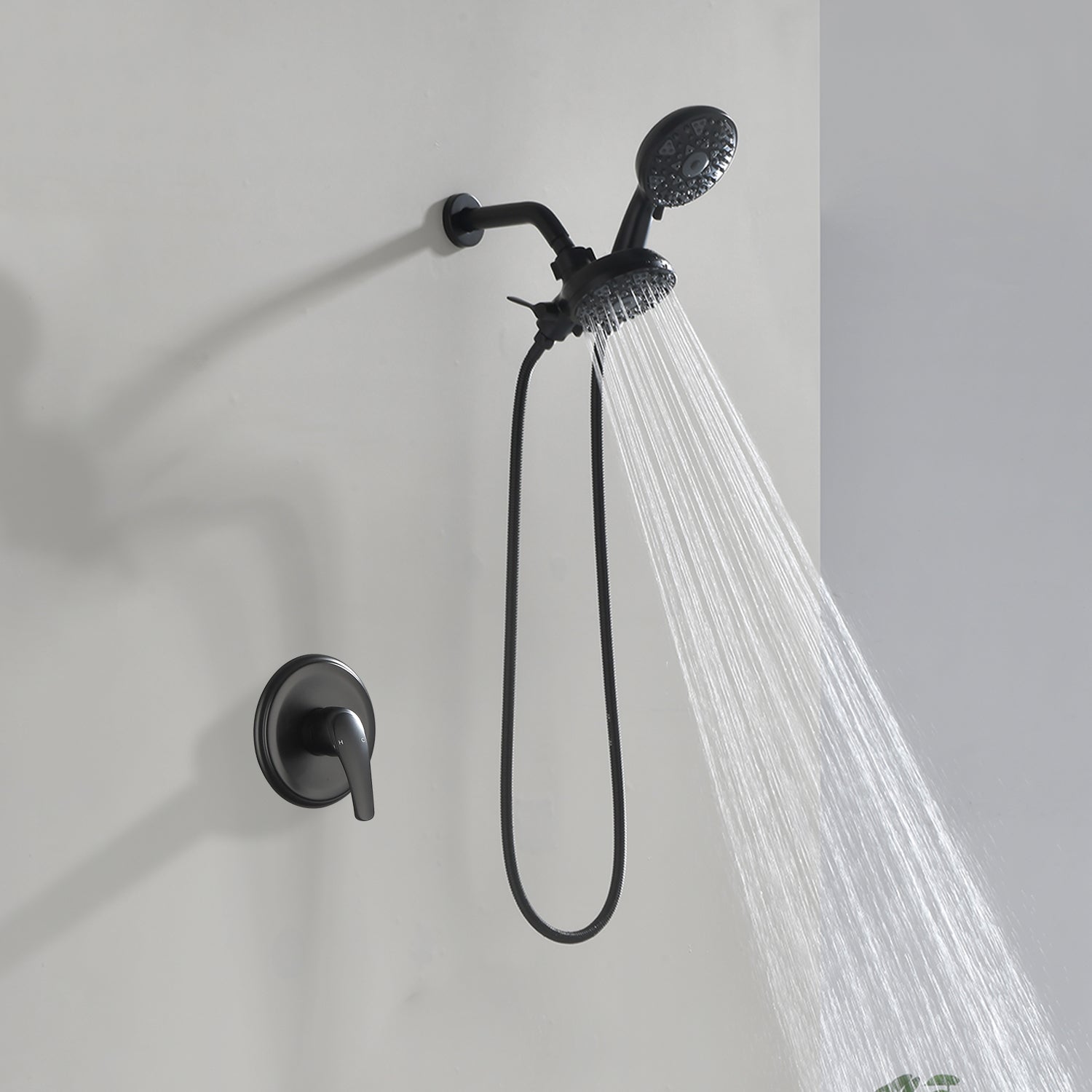 2-In-1 Rain Shower Heads System Single-Handle 6 Modes Shower Trim Kit with Dual Shower Head 4.7 Inch in Matte Black, Brushed Nickel, Brushed Gold