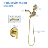 2-In-1 Rain Shower Heads System Single-Handle 6 Modes Shower Trim Kit with Dual Shower Head 4.7 Inch in Matte Black, Brushed Nickel, Brushed Gold