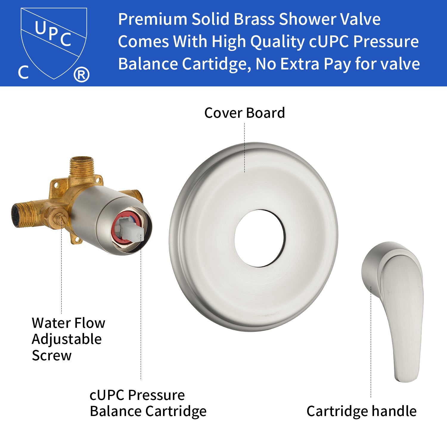 2-In-1 Rain Shower Heads System Single-Handle 6 Modes Shower Trim Kit with Dual Shower Head 4.7 Inch in Matte Black, Brushed Nickel, Brushed Gold
