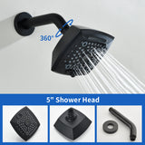 Wall Mount 5-Spray Shower Trim Kit 1-Handle Single Function Pressure Balancing Shower System - Matte Black, Brushed Nickel, Brushed Gold
