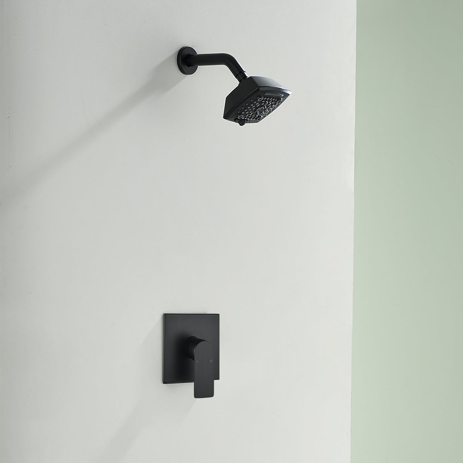 Wall Mount 5-Spray Shower Trim Kit 1-Handle Single Function Pressure Balancing Shower System - Matte Black, Brushed Nickel, Brushed Gold