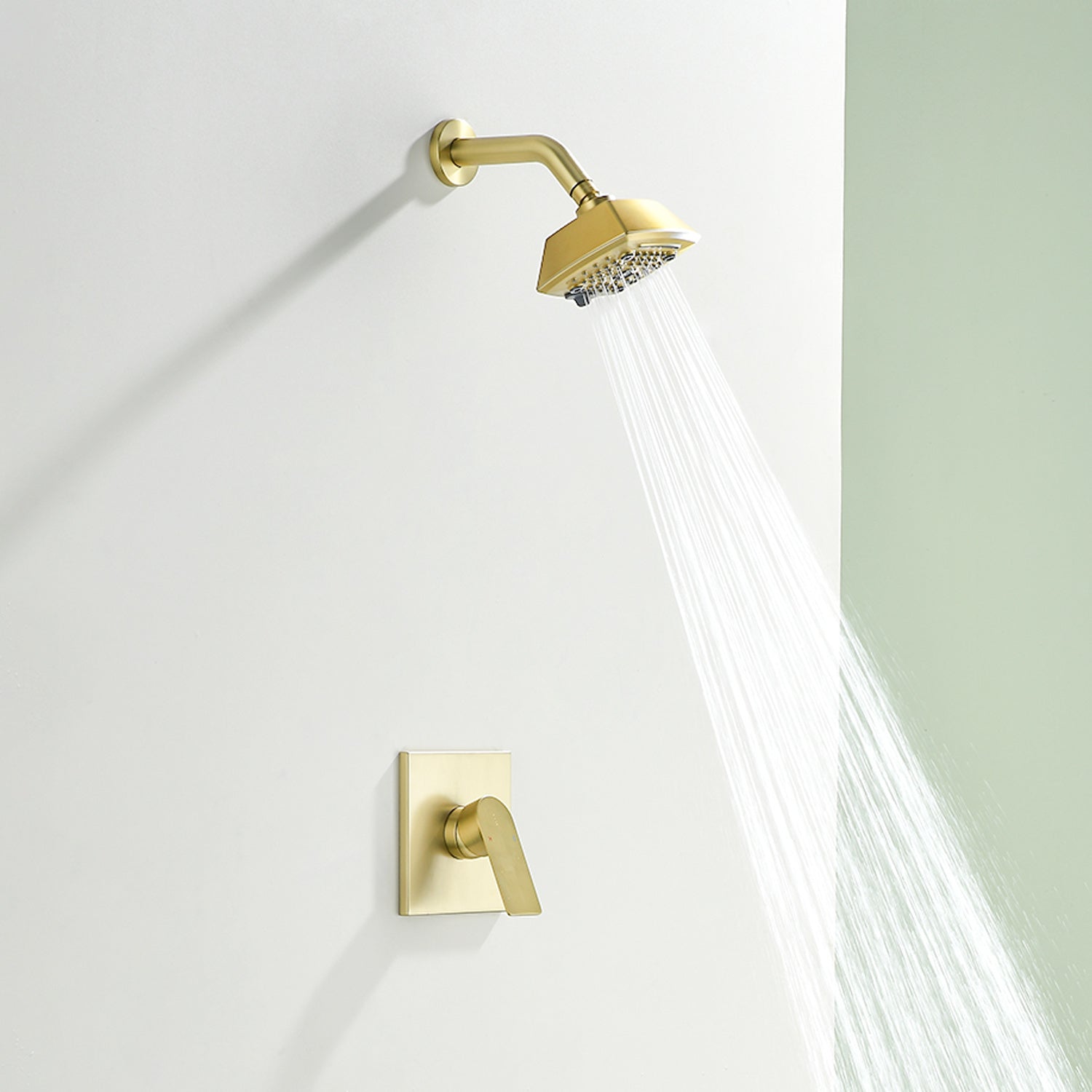 Wall Mount 5-Spray Shower Trim Kit 1-Handle Single Function Pressure Balancing Shower System - Matte Black, Brushed Nickel, Brushed Gold