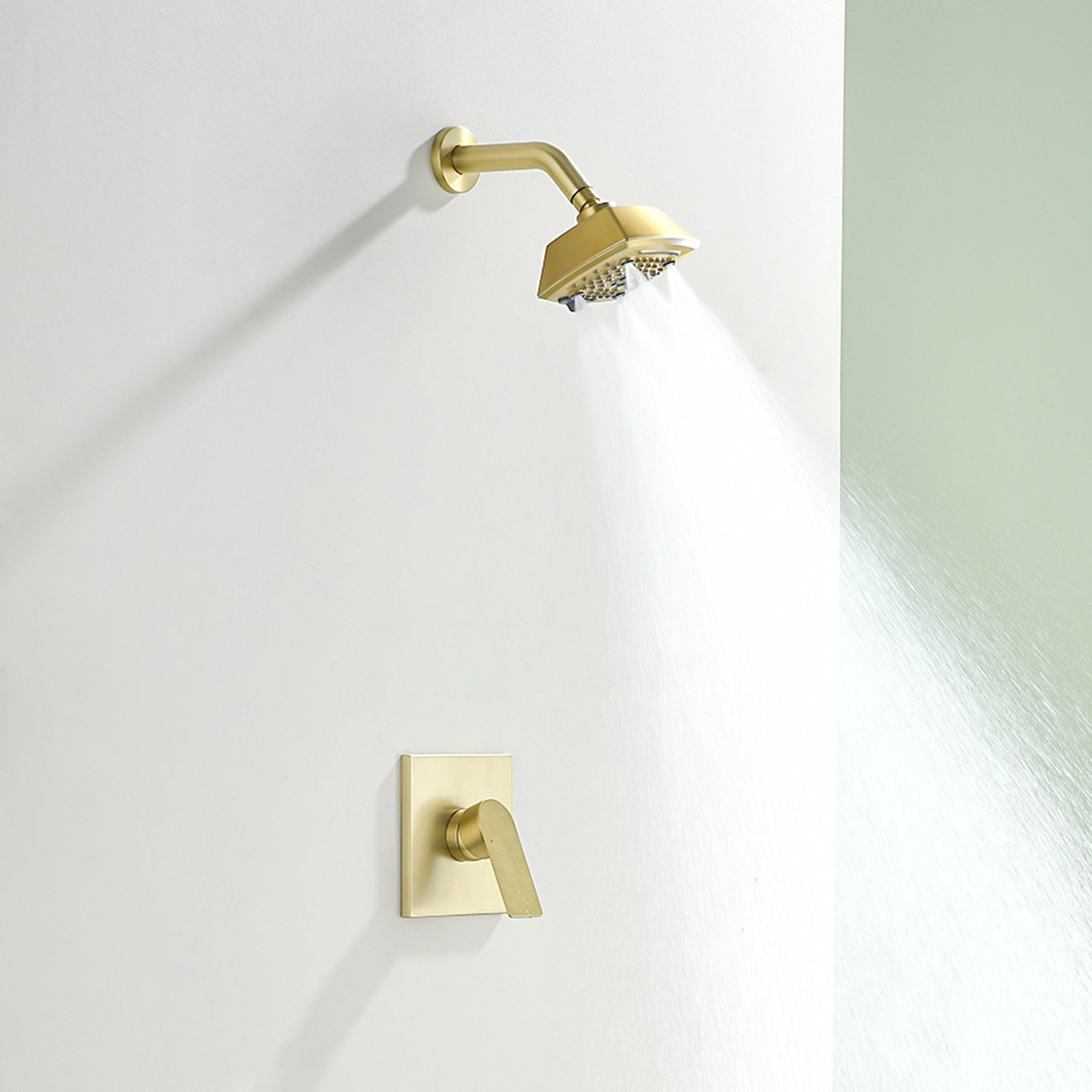 Wall Mount 5-Spray Shower Trim Kit 1-Handle Single Function Pressure Balancing Shower System - Matte Black, Brushed Nickel, Brushed Gold
