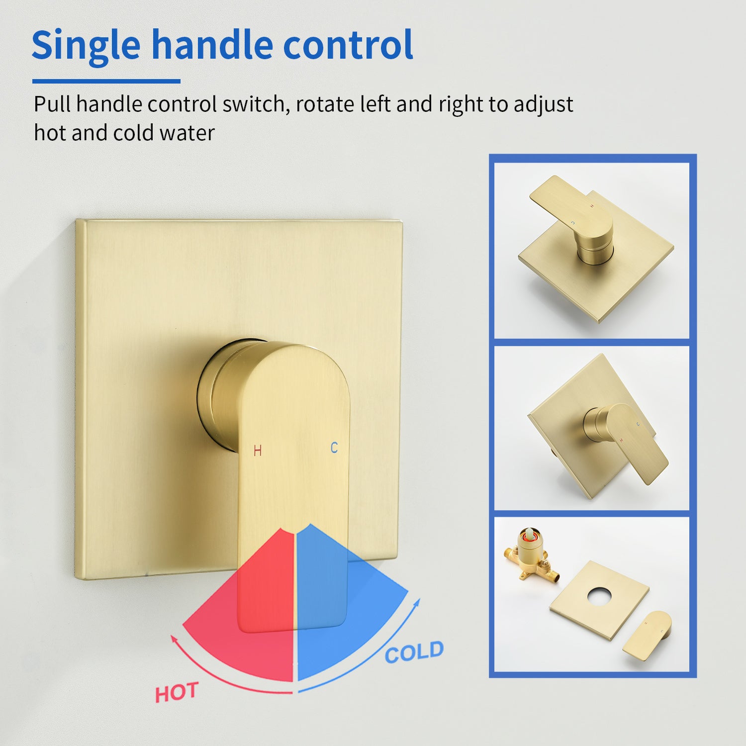 Wall Mount 5-Spray Shower Trim Kit 1-Handle Single Function Pressure Balancing Shower System - Matte Black, Brushed Nickel, Brushed Gold