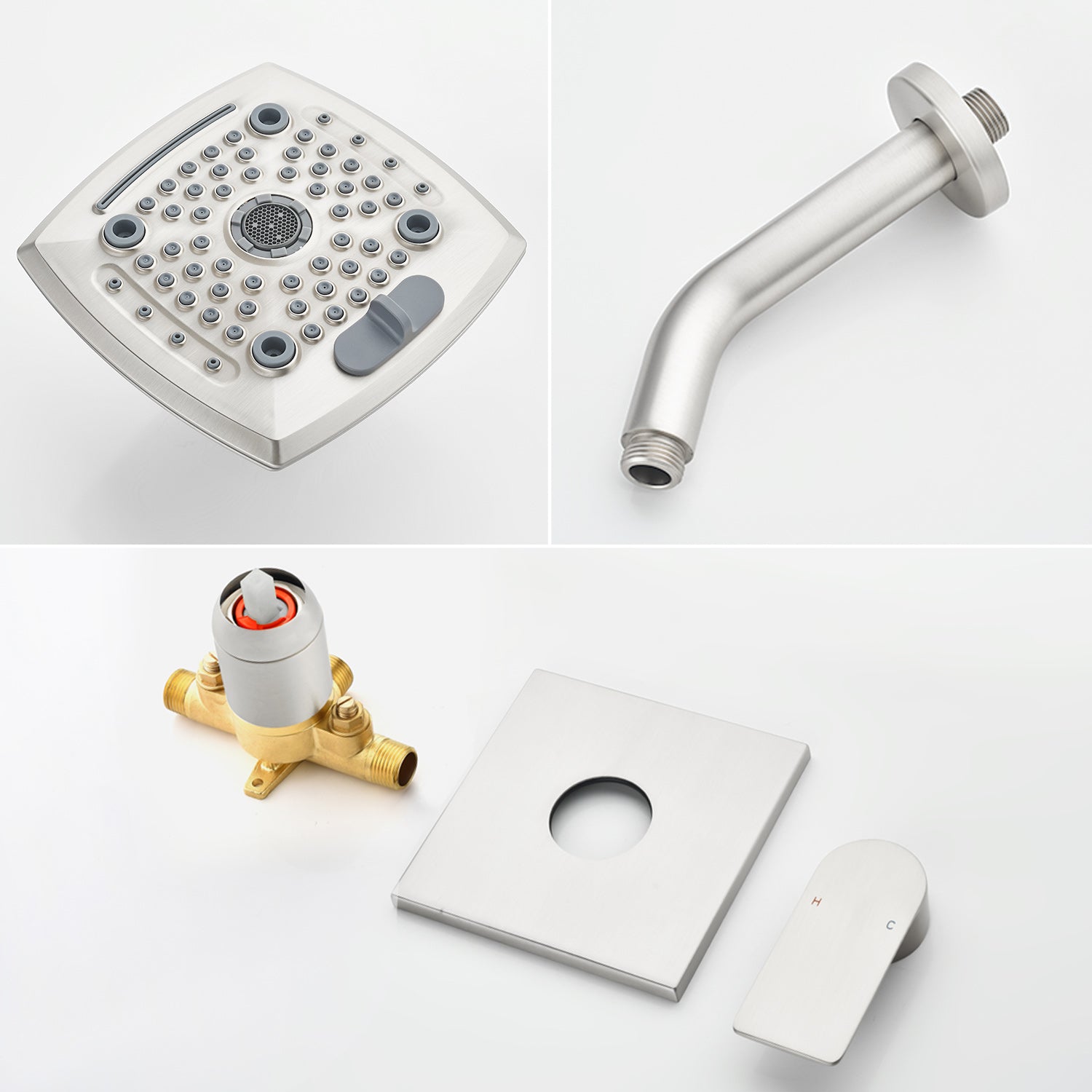 Wall Mount 5-Spray Shower Trim Kit 1-Handle Single Function Pressure Balancing Shower System - Matte Black, Brushed Nickel, Brushed Gold