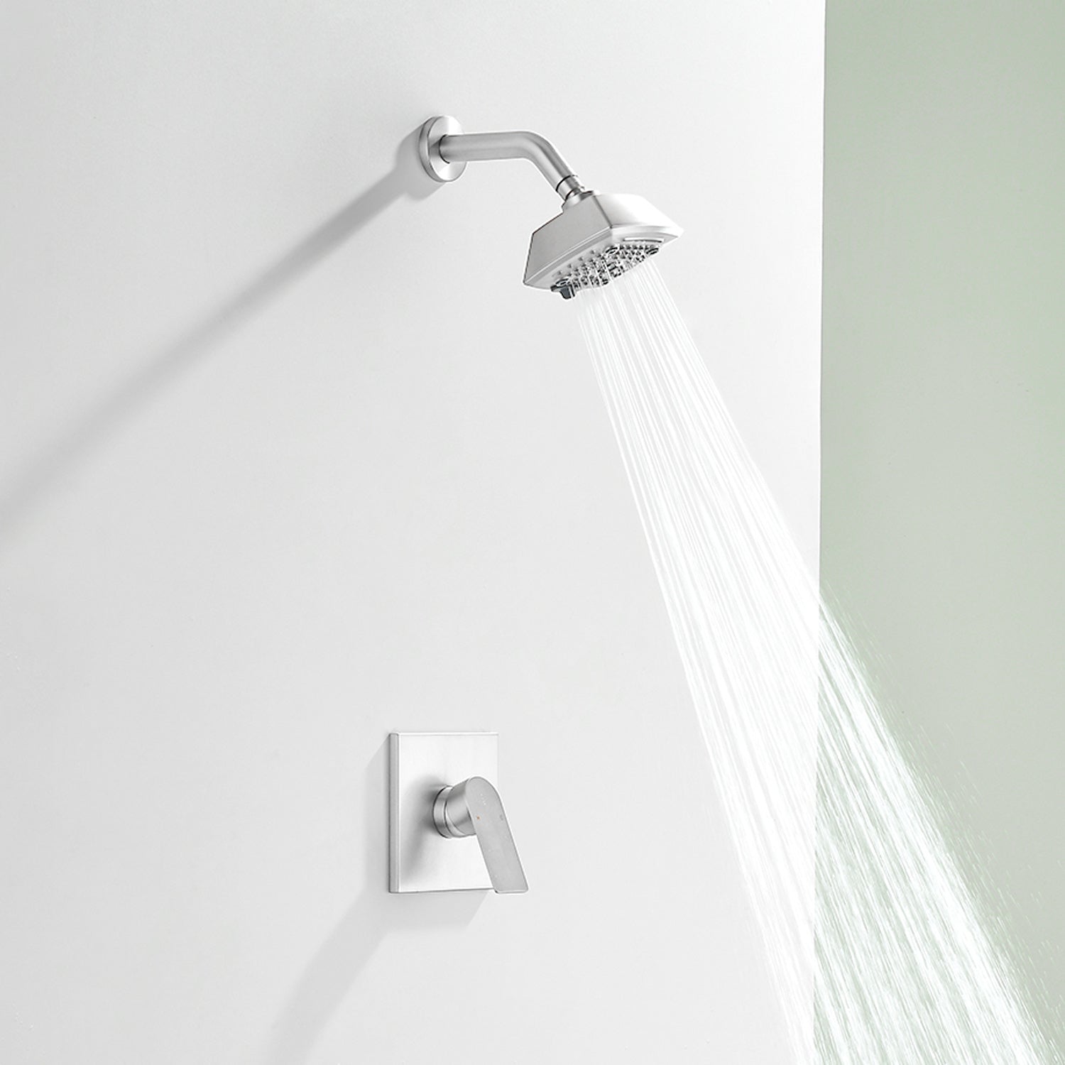 Wall Mount 5-Spray Shower Trim Kit 1-Handle Single Function Pressure Balancing Shower System - Matte Black, Brushed Nickel, Brushed Gold