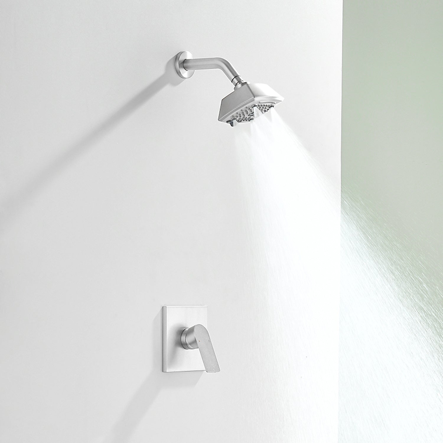 Wall Mount 5-Spray Shower Trim Kit 1-Handle Single Function Pressure Balancing Shower System - Matte Black, Brushed Nickel, Brushed Gold
