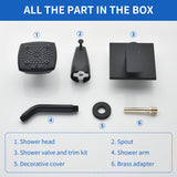 5-setting Tub and Shower Faucet Single-Handle shower trim kit with 5 in. square rain head shower and diverter tub spout