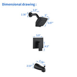 5-setting Tub and Shower Faucet Single-Handle shower trim kit with 5 in. square rain head shower and diverter tub spout