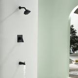 5-setting Tub and Shower Faucet Single-Handle shower trim kit with 5 in. square rain head shower and diverter tub spout