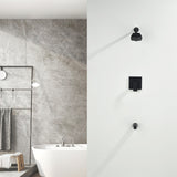 5-setting Tub and Shower Faucet Single-Handle shower trim kit with 5 in. square rain head shower and diverter tub spout