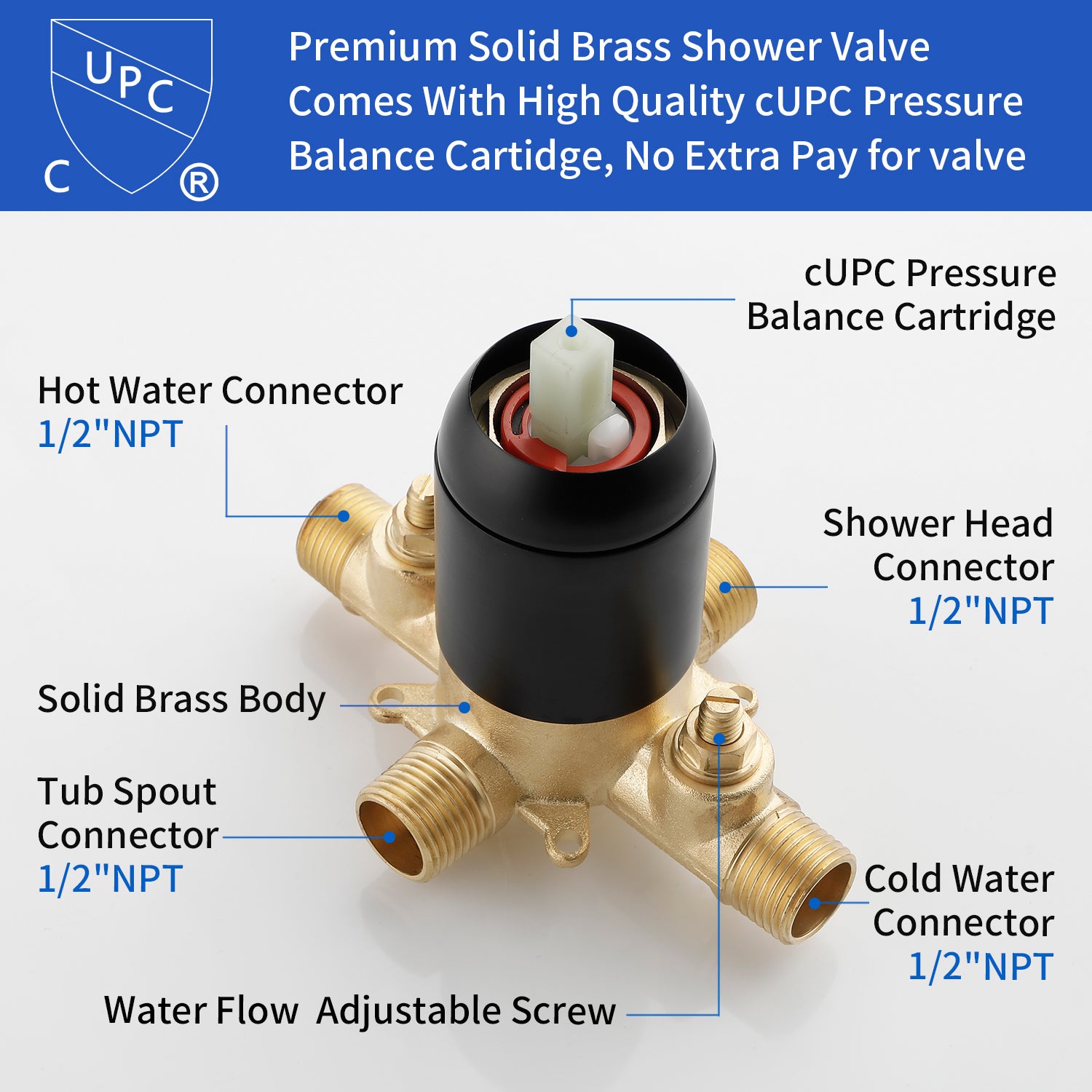 5-setting Tub and Shower Faucet Single-Handle shower trim kit with 5 in. square rain head shower and diverter tub spout