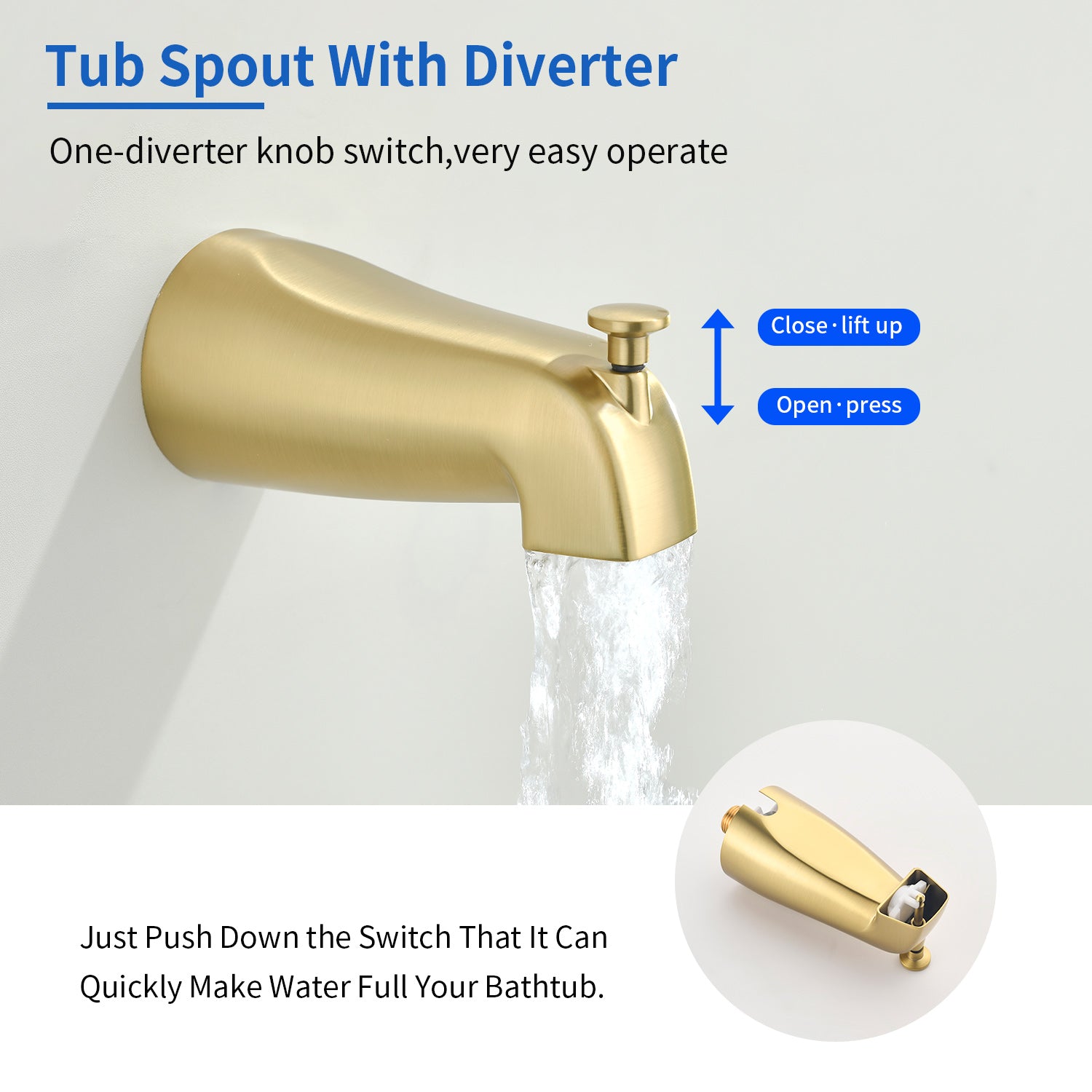 5-setting Tub and Shower Faucet Single-Handle shower trim kit with 5 in. square rain head shower and diverter tub spout
