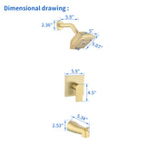 5-setting Tub and Shower Faucet Single-Handle shower trim kit with 5 in. square rain head shower and diverter tub spout