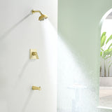 5-setting Tub and Shower Faucet Single-Handle shower trim kit with 5 in. square rain head shower and diverter tub spout